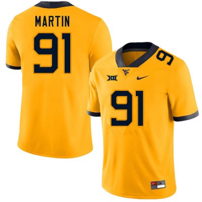 Men's West Virginia Mountaineers NCAA #91 Sean Martin Gold Authentic Nike Stitched College Football Jersey PM15Q51GH